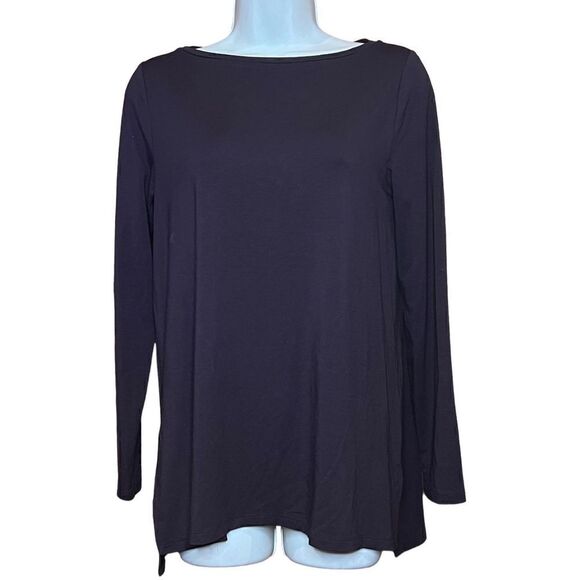 Eileen Fisher Tops - Eileen Fisher Tencel Stretch Jersey Boatneck Dark Brown T NWT Size XXS